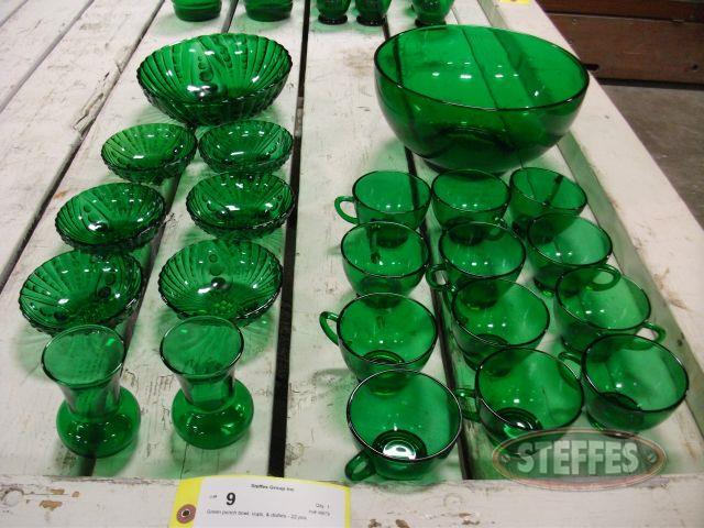 Green punch bowl, cups, - dishes - 22 pcs._1.jpg